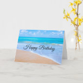 Carte Plage Extraordinaire Scène tropicale Photo Anniver (Fleur jaune)