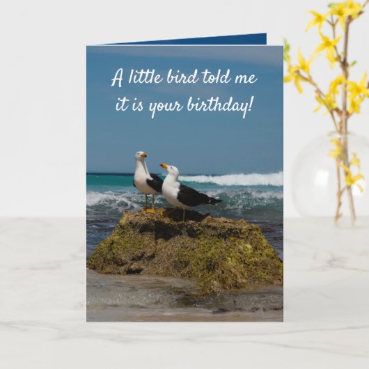 Carte Plage isolée de Gull Bird à Paradise pour un anniv (Fleur jaune)