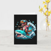 Carte Plage Lover T-rex Dinosaur équitation Requin Surf (Fleur jaune)