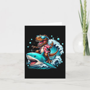 Carte Plage Lover T-rex Dinosaur équitation Requin Surf