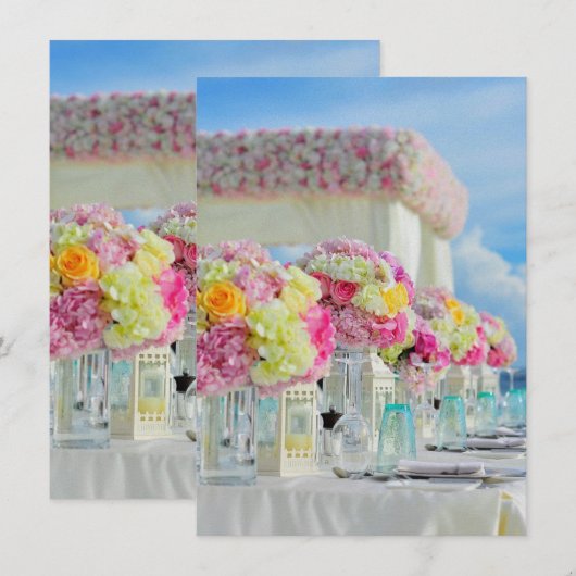 Carte Plage, Mariage, Réception, Table, Centerpi (Devant / Derrière)