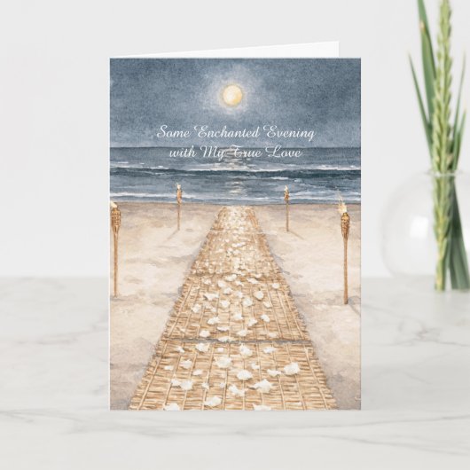 Carte Plage Océan Amour Soir Enchanté (Devant)