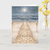 Carte Plage Océan Amour Soir Enchanté (Fleur jaune)