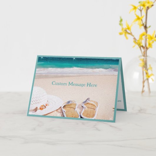 Carte Plage Océan Tranquille : Sunhat et Sandals Serenit (Fleur jaune)