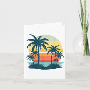 Carte Plage Palm Arbre Coucher de soleil Graphique Tropi