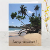 Carte plage palmiers retraite gros (Fleur jaune)