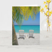 Carte Plage paradisiaque tropicale dans les Caraïbes (Fleur jaune)