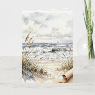 Carte Plage Pensée à Vous avec Papier Recourbé
