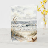 Carte Plage Pensée à Vous avec Papier Recourbé (Fleur jaune)