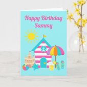 Carte Plage pour enfants sympa été Anniversaire (Fleur jaune)