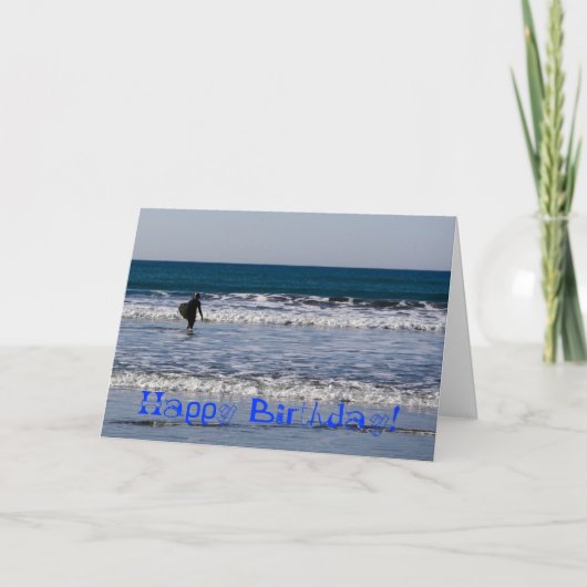 Carte Plage surfant le joyeux anniversaire (Devant)