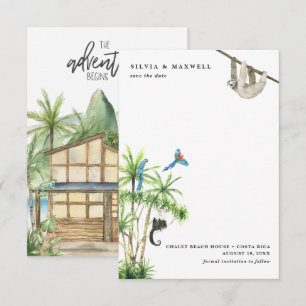 Carte Plage Tropicale   Costa Rica Enregistrez la Date