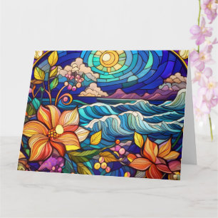 Carte Plage tropicale d'art de verre