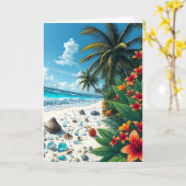 Carte Plage Tropicale Jolie | Joyeux anniversaire (Fleur jaune)