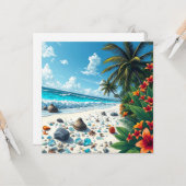 Carte Plage Tropicale Jolie | Non personnalisé (Devant/Arrière en situation)
