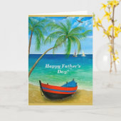 Carte Plage tropicale Palmiers Parfait Fête des Pères (Fleur jaune)