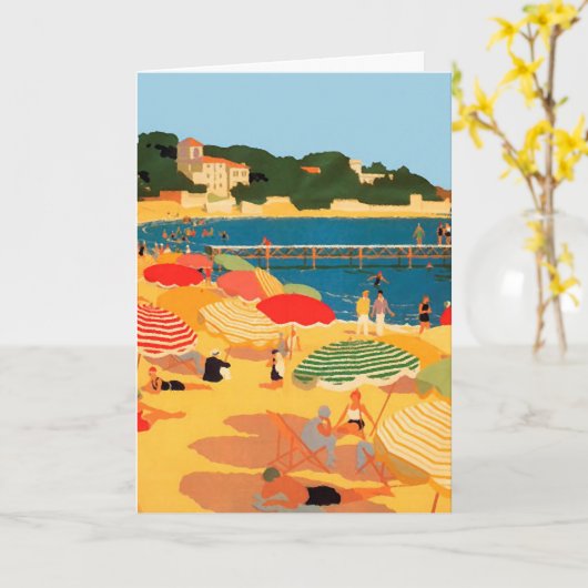 Carte Plage vintage Côte d'Azur (Fleur jaune)
