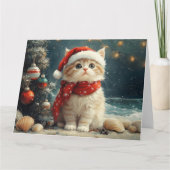 Carte Plage Vintage de Noël de Chat Perse (Devant)