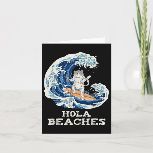 Carte Plages de chats drôle Japonais Hola Chat Surf (Devant)