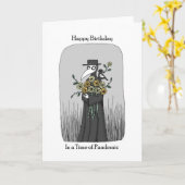 Carte Plague Doctor avec oiseaux et fleurs drôle Anniver (Fleur jaune)