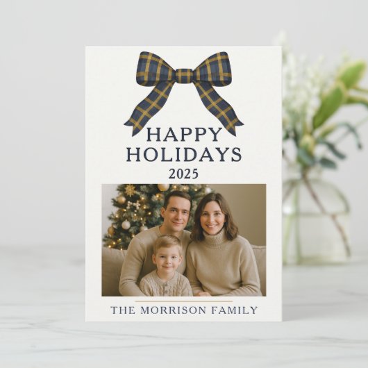 Carte Plaid Bow Christmas (Debout devant)