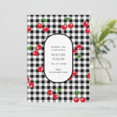 Carte Plaid Buffalo noir blanc avec fruits de ceri (Debout devant)