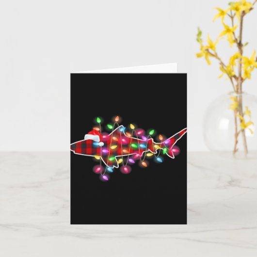 Carte Plaid Buffalo Shark Christmas Pajamas Xmas Lights (Fleur jaune)