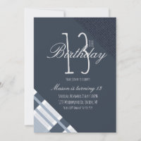Plaid Denim Bleu Garçons Treize Anniversaire Fête