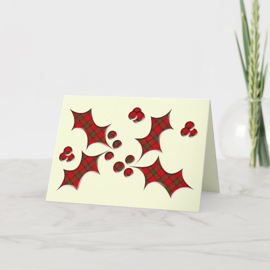 Carte Plaid Holly Christmas Shape Holiday (Devant)