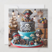CARTE PLAISIR PIRATES THÈME ANNIVERSAIRE DE ENFANT GÂTEA (Devant)