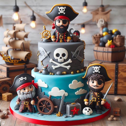 CARTE PLAISIR PIRATES THÈME ANNIVERSAIRE DE ENFANT GÂTEA