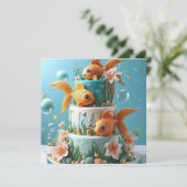 CARTE PLAISIR WHIMSICAL GROG EYED GOLDFISH CAKE D'ANNIVE (Debout devant)
