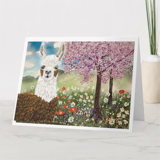 Carte Plaisirs Llama Springtime (Devant)