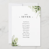 Carte Plan de table à numéros avec feuillage vert simple (Devant)