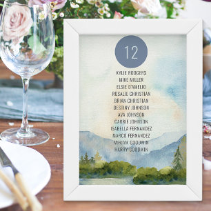 Carte Plan de table aquarelle du lac de montagne par tab