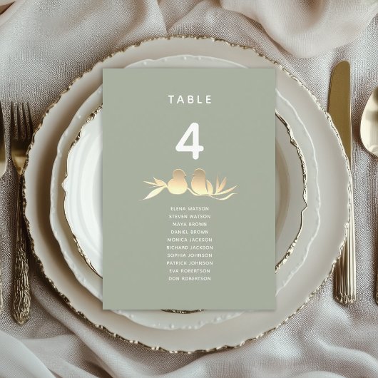 Carte Plan de table de mariage aux oiseaux de l'amour ve