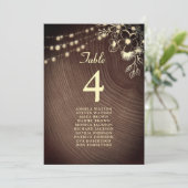 Carte Plan de table de mariage avec lumières rustiques e (Debout devant)