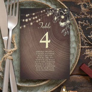Carte Plan de table de mariage avec lumières rustiques e