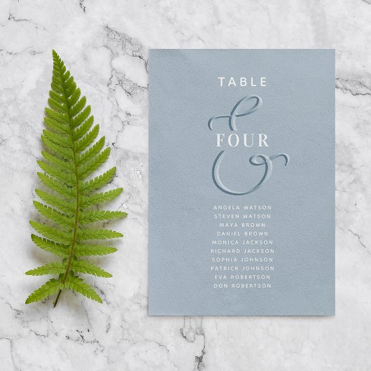 Carte Plan de table de mariage bleu poussiéreux