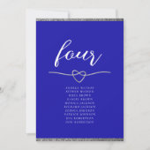 Carte Plan de table de mariage bleu royal élégant (Devant)