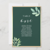 Carte Plan de table de mariage botanique vert émeraude (Dos)