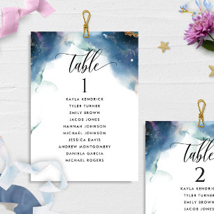 Carte Plan de table de mariage céleste avec nom de l'inv