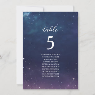 Carte Plan de table de mariage céleste avec numéro de ta