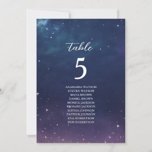 Carte Plan de table de mariage céleste avec numéro de ta