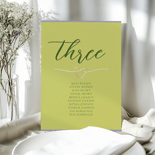 Carte Plan de table de mariage Citrus Green