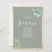 Carte Plan de table de mariage élégant et rustique vert (Devant)