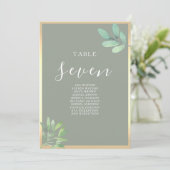 Carte Plan de table de mariage élégant et rustique vert (Debout devant)