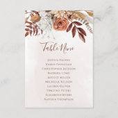 Carte Plan de table de mariage floral bohème automnal (Dos)