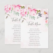 Carte Plan de table de mariage floral Paeonie rose (Devant / Derrière)