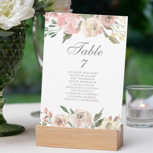 Carte Plan de table de mariage floral rose